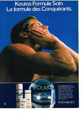 PUBLICITE ADVERTISING 1987 YVES SAINT LAURENT KOUROS formule soins