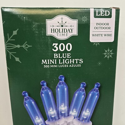 Holiday Time - 300 LED Blue Mini Lights White Wire 62.3 ft Long | eBay