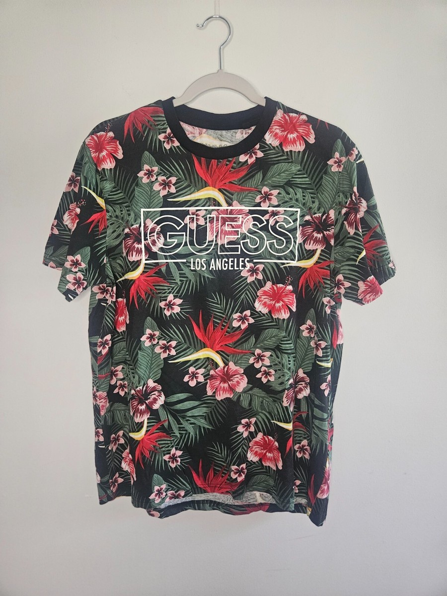 Guess Floral Patterned Short Sleeve T-Shirt Woman's Large | eBay