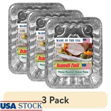 3 Pack Aluminum Foil Roaster Baker Pan Disposable Rectangular Trays Eco-Friendly