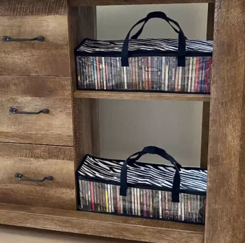 CD Storage Bags Set of 2 Clear PVC Media Holder Case 96 CDs with Handles Bag New - Picture 4 of 12