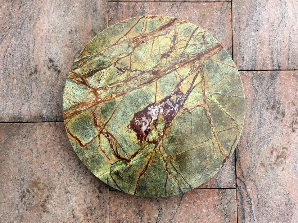 runde Marmor Tischplatte Naturstein grün Couchtischplatte Bistro Steinplatte BAR - Bild 2 von 4