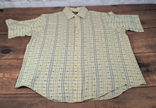 VTG 70s 80s JCPenney Yellow Plaid Dots Men's Size Large Button Up Retro Shirt
