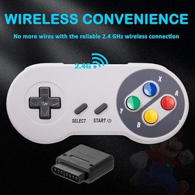 2.4G  Wireless SNES Controller Remote Control For Super NES Nintendo SNES 16 Bit