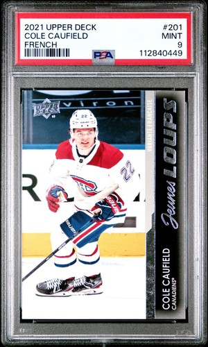 2021-22 Upper Deck Cole Caufield FRENCH YoungGuns #201 Rookie RC PSA 9