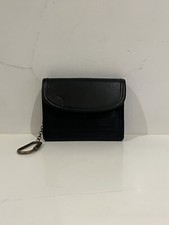 Vintage Coach Black Gloved Leather Multifunction Coin Card Keychain Wallet