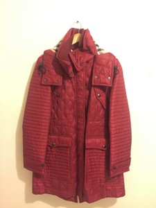 burberry red quilted coat