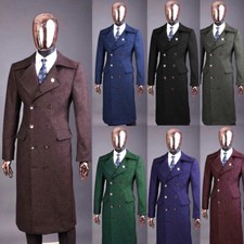 Cashmere Men's Overcoats Double Breasted Long Winter Warm Outdoor Casual Coats