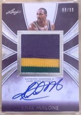2012 LEAF ULTIMATE #98/99 GAME USED PATCH ON CARD AUTO KARL MALONE UTAH JAZZ MVP