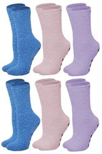 6 pairs Non-Slip Hospital Cozy Fuzzy Lounge Slipper Socks