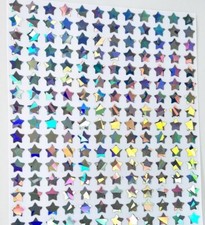 Silver Holographic Crystal Vinyl Star Stickers - tiny 0.2" to 3 inch