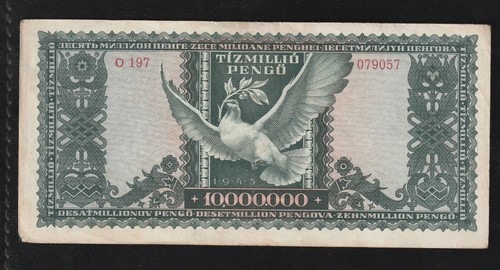 Hungary, 10 Million Milpengo (10000000), 1945, P-123 , Inflation Money Banknote - Picture 2 of 2
