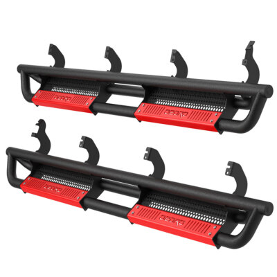 Running Boards for 2022- 2026 Toyota Tundra CrewMax Drop Step Side Nerf Bars Red