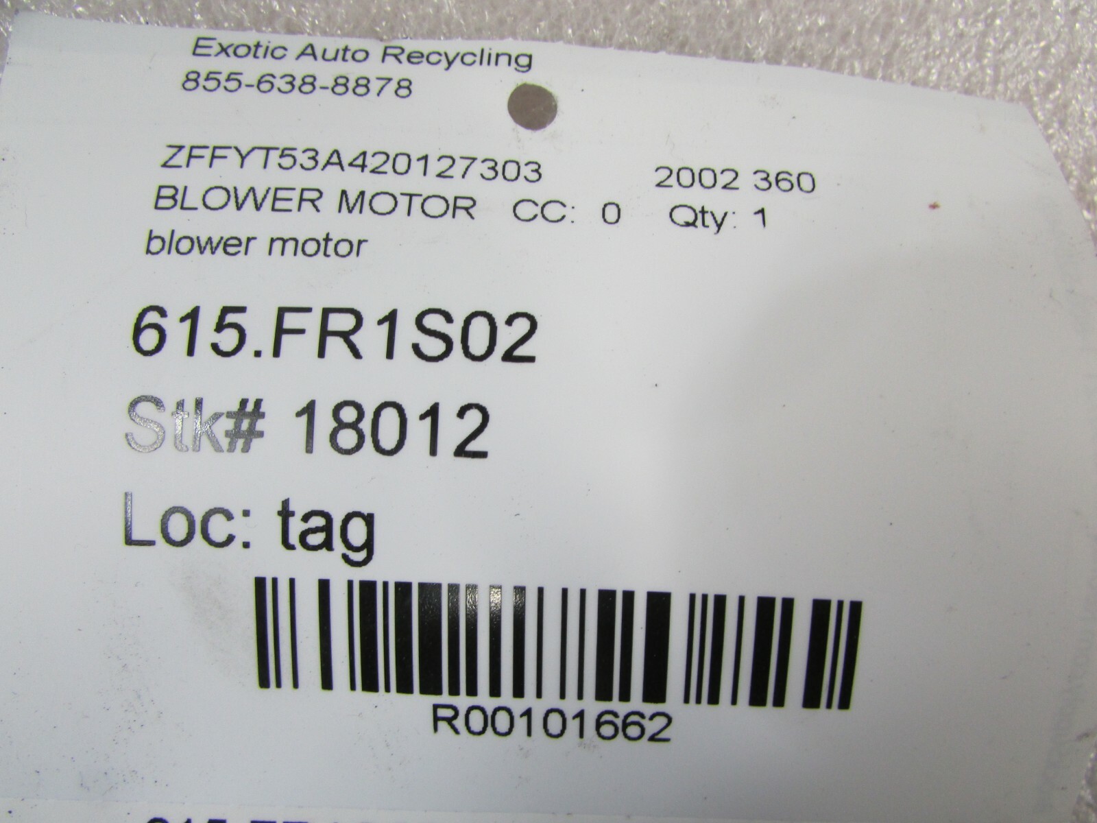 Ferrari 360, Blower Motor, Used, Type 006-A54-22 12V