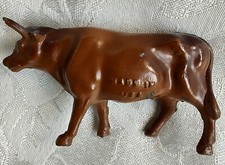 Vintage Antique Diecast Cow Toy Figurine Made in USA #212 3" Long x 1.75" Tall