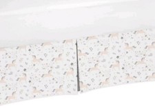 Sweet Jojo Pink Gray Gold Unicorn Baby Crib Skirt /Dust Ruffle  Nursery