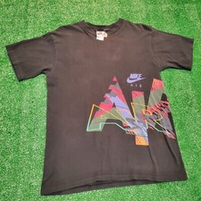 Vintage Nike Air Mens T Shirt Size Large Made in USA Spellout Swoosh Black