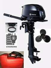 Tohatsu 6HP Short Shaft Sail Pro Outboard 6" Drive Prop 12V Charging 12L Tank