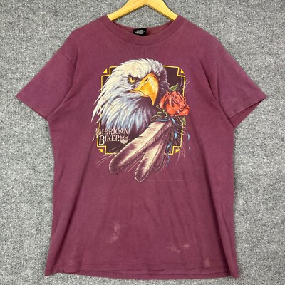1992 3D EMBLEM AMERICAN BIKER Bald Eagle Threadbare Distressed Vintage large