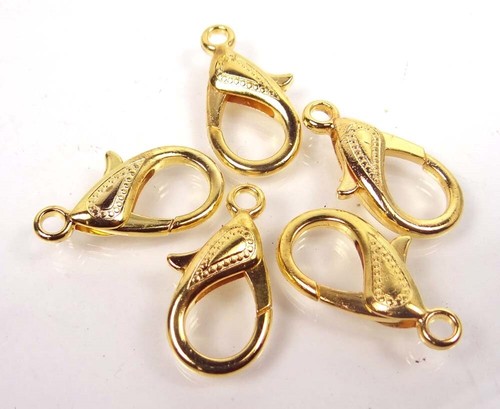 31x17mm X-Large Gold Plated Pewter Lobster Claw Clasps (4) - Picture 3 of 3