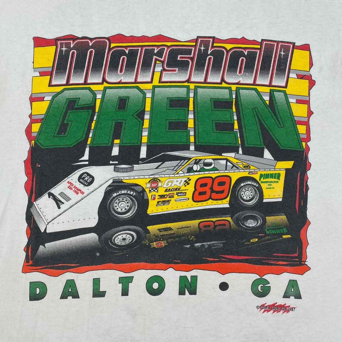 Vintage Marshall Green Shirt Sz XL White Single Stitch Dirt Track