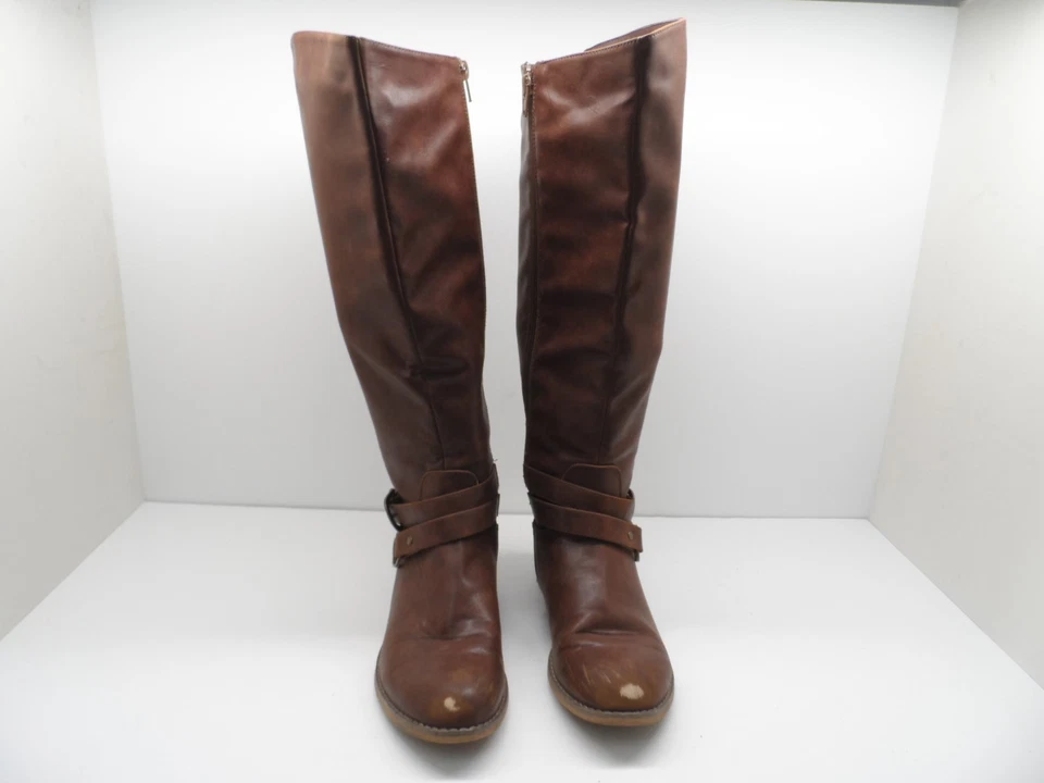 Botas para mujer Denver Hayes de cuero con hebilla y cremallera lateral marrón talla 7,5 M Foto 2 de 4
