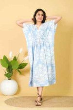 1PC Indian Vintage 100% Cotton Long Beach Maxi Kaftan Dress Caftan Kimono