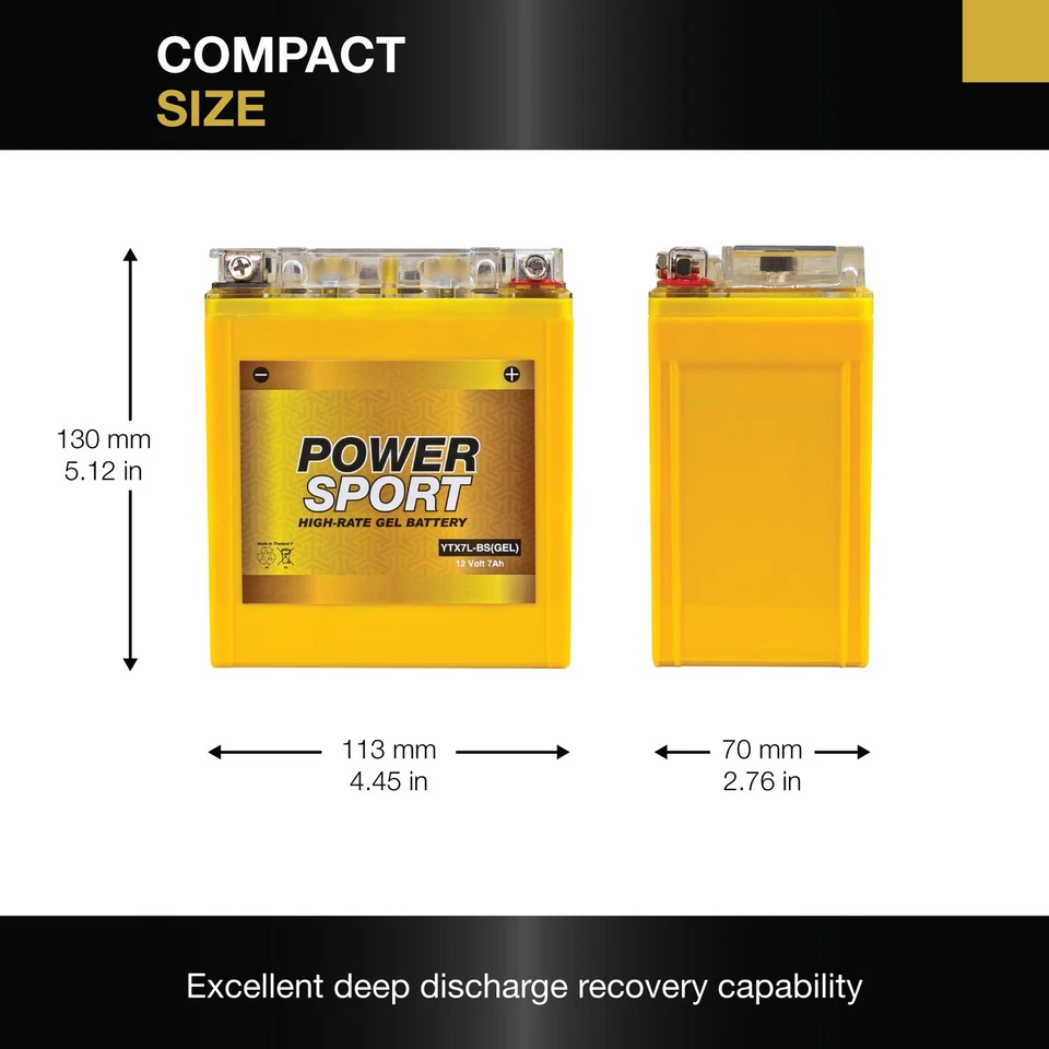 ExpertPower YTX7L-BS GEL Battery Replaces Kawasaki 140 KLX140, G, L 2020 Foto 3 de 4