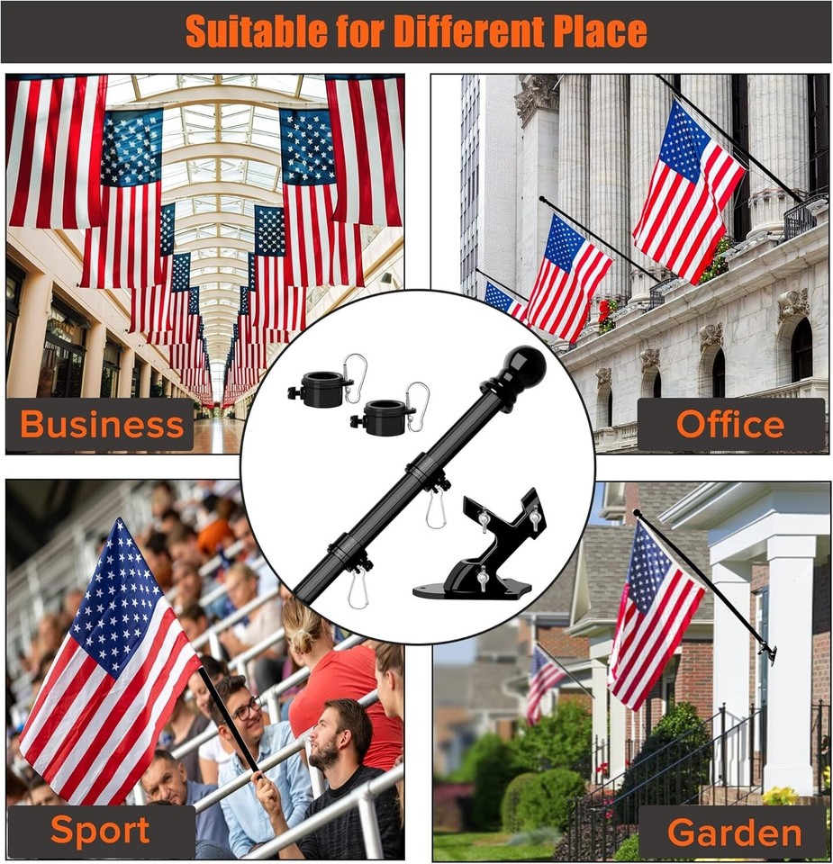 5ft Tangle-Free Spinning Flag Pole Kit – Weather Resistant Rustproof Metal (Black) 5 thumbnail image