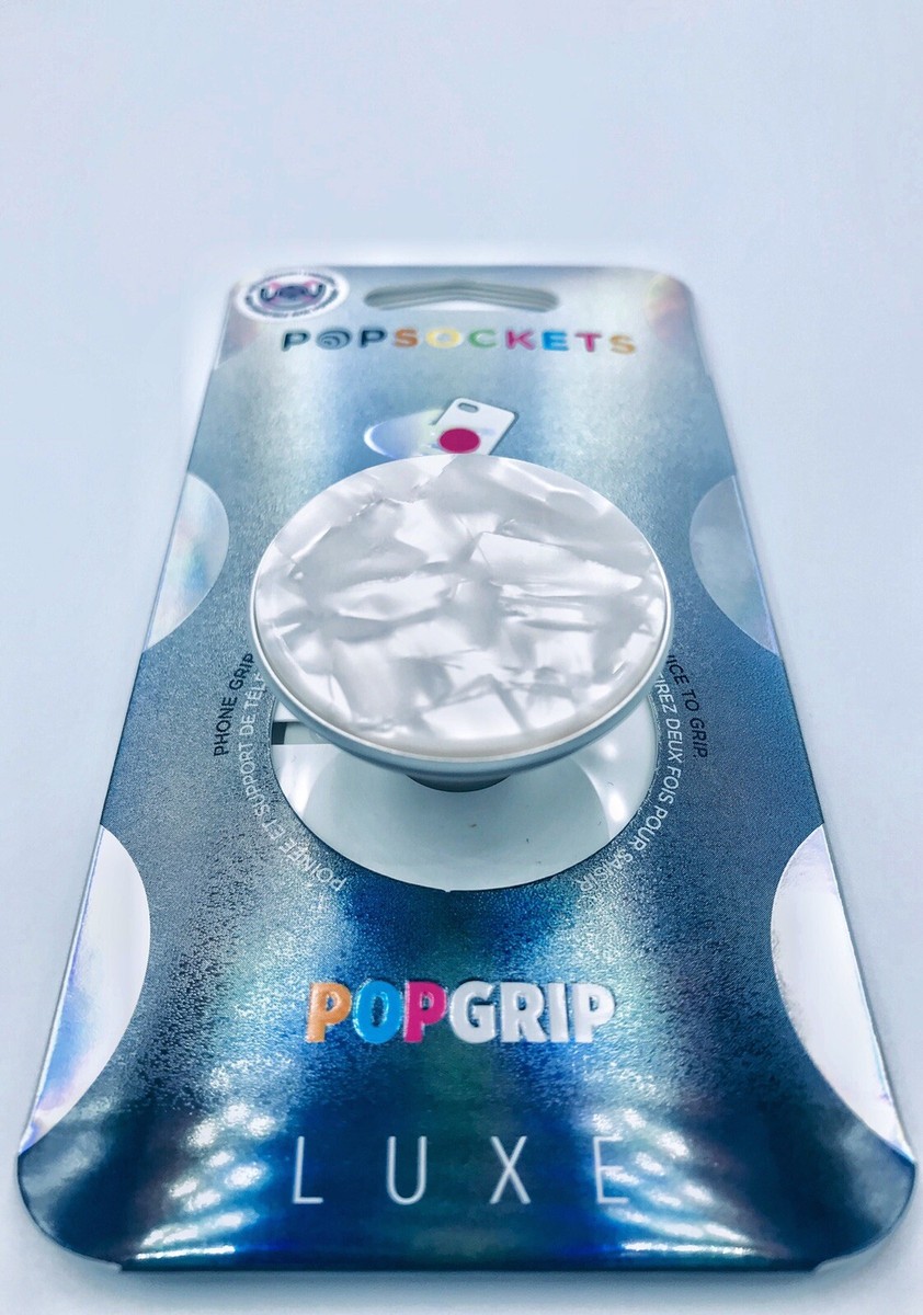 Popsockets Premium Luxe Acetate Pearl White Swappable Top Pop Socket PopGrip