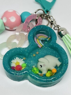 Cute Mickey Mouse Elephant Themed Domed Shaker Keychain Key Holder