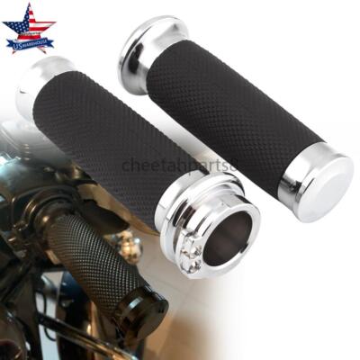 1'' Chrome Handle Bar Hand Grips For Harley Touring Sportster XL883 Electra Glide