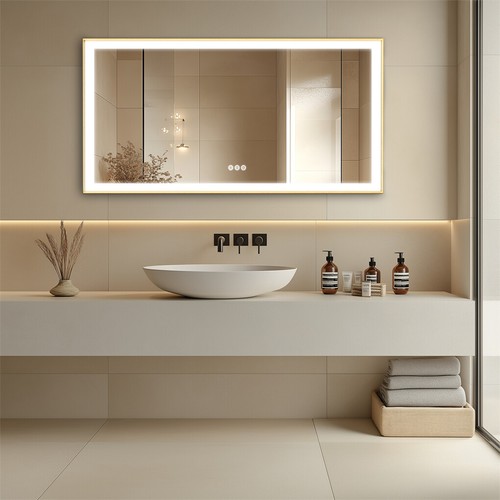 LUVODI Golden Frame LED Bathroom Mirror Dimmable Anti-fog Vanity Mirror IP56 US - Picture 23 of 30