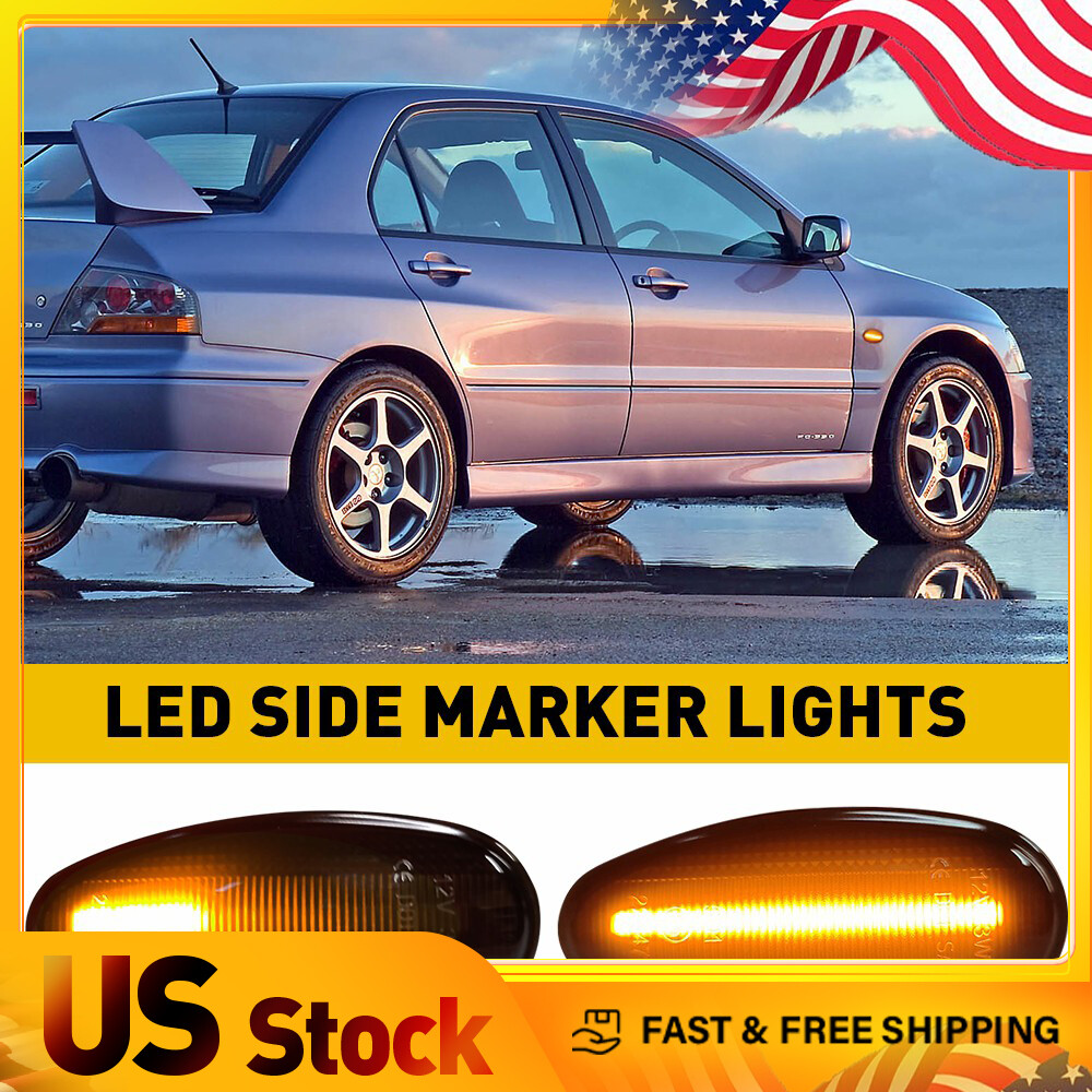 2X AUXITO LED Side Light Marker Turn Signal Dynamic For 45297 Mitsubishi Lancer