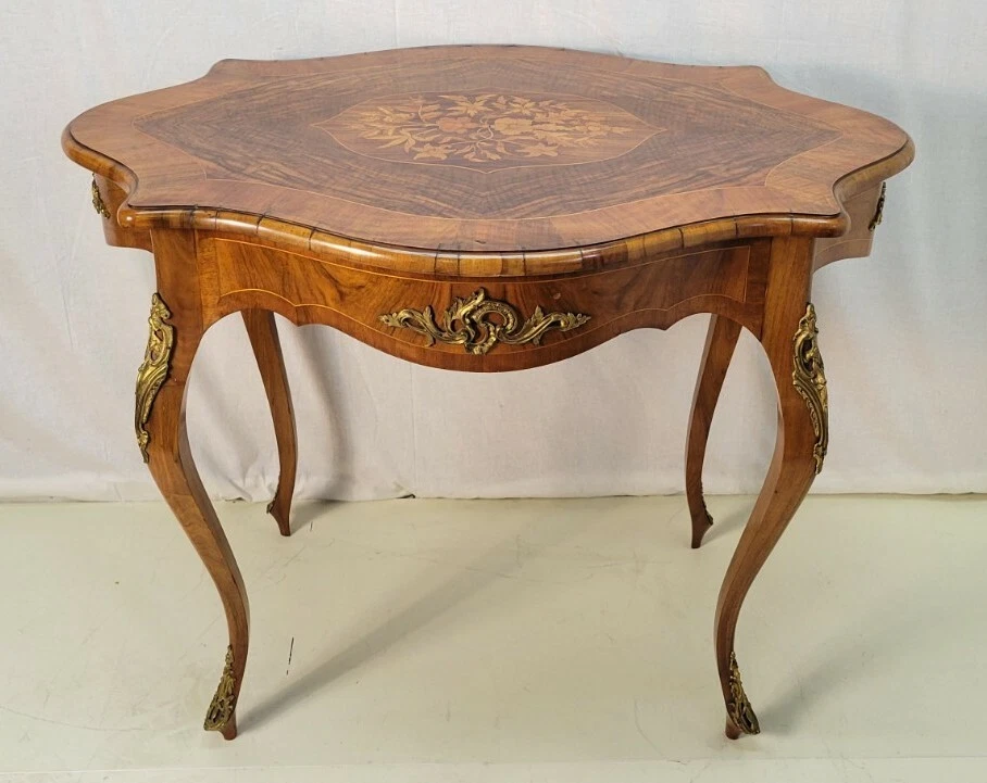 19th Century French Inlaid Black Walnut Center Table - Antique Elegance - Image 2 of 4