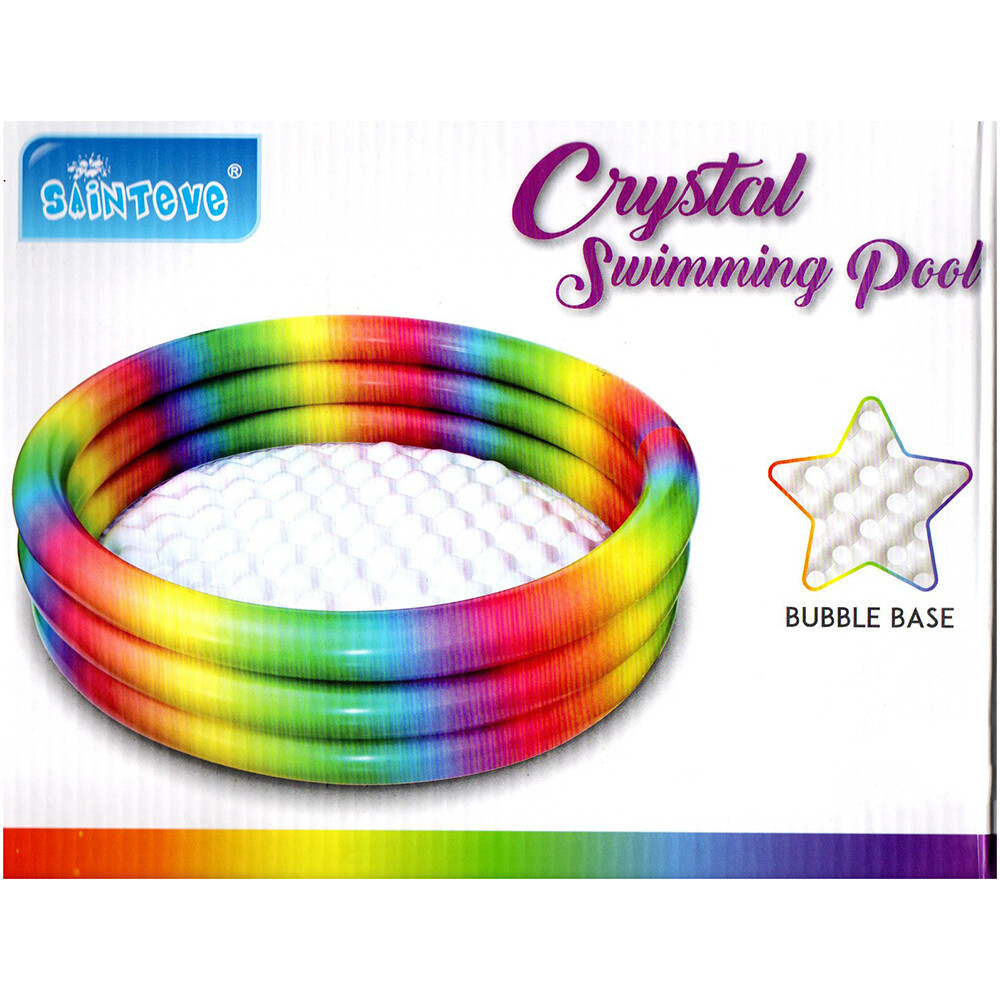 Piscina Inflable Arcoíris Para Niños Redonda Base Burbuja 3 Anillos Mar 3551