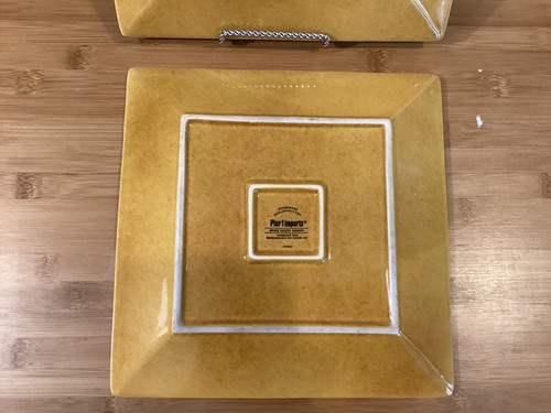 Pier 1 Imports Spice Route Zenzero 10,5" Quadrato 2 Piatti Bordo Perlato - Foto 5 di 5