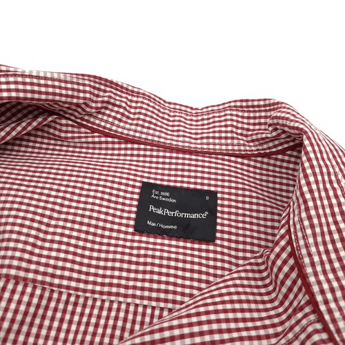 Vintage Peak Performance Men Shirt Red Check Cotton Sl6 Size S - Picture 4 of 8