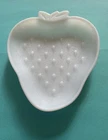 Vtg Hazel Atlas White Milk Glass Strawberry Fruit Candy Dish Trinket Tray Plate