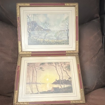Set of 2 Landscape & Seascape Prints, Matted & Framed, Paper, Nature