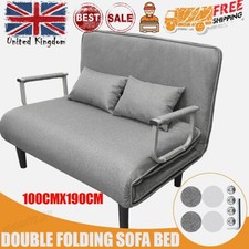 New Double Fabric Sofa Bed Sleeper Couch Sofabed Settee Recliner Beds Folding UK