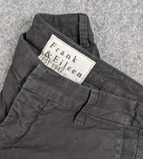 Frank  Eileen Wicklow Pants Womens sz 2 Black Chino Italian Stretch Raw Hem