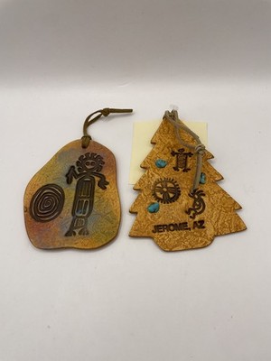 2 Rock Art Kokopelli Christmas Ornament Sand Art Red Rock Canyon, Jerome AZ