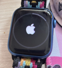 Apple Watch 45mm Blue Aluminium Case Multicolour Nylon Band Touchscreen
