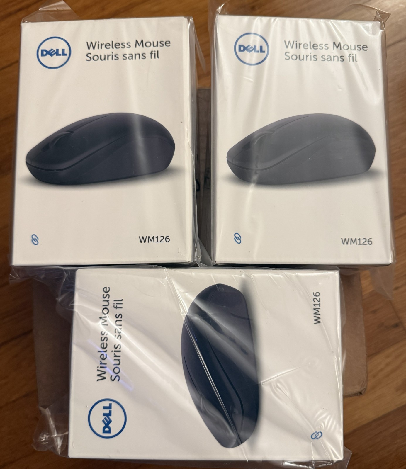 New Sealed Lot of 3 Pack - GENUINE Dell Wireless Mouse Black - Wireless WM126