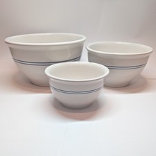 Gibson White/Blue Stripe Stackable Mixing Bowl Set of 3