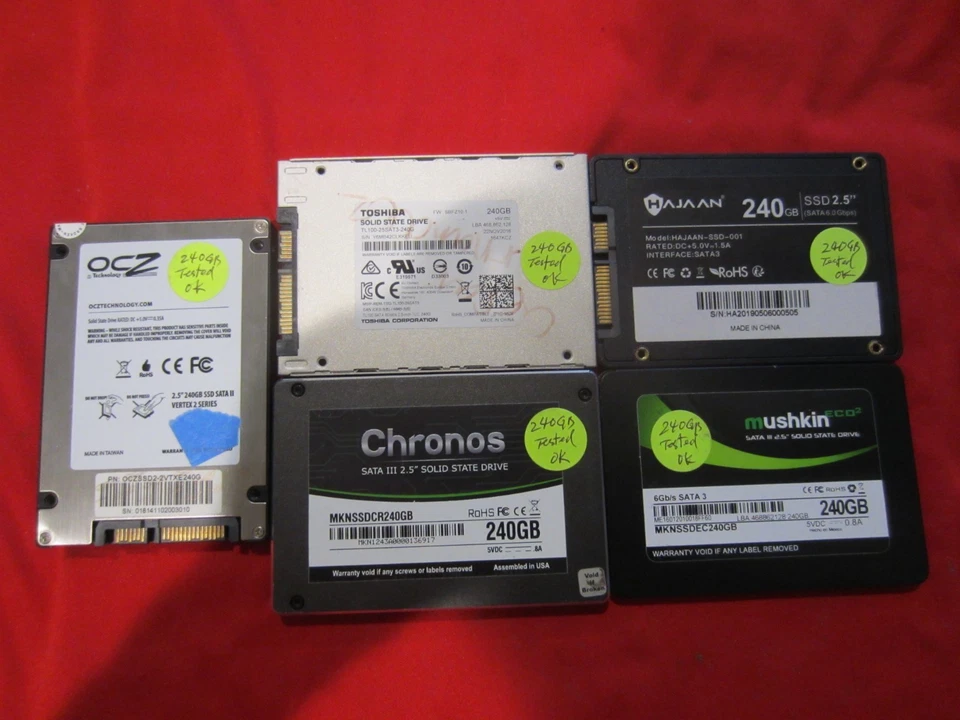 Лот из 10шт Crucial, Samsung, SanDisk, 512GB/500GB/240GB SATAIII 6Gb/s 2,5" SSD - Изображение 4 из 4