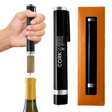Cork Genius Wine Pen Mini, Air Pump Wine Bottle Opener, Manual Compact Black
