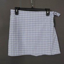 Wild Fable Mini Skirt Medium Blue Gingham Check Faux Wrap Everyday Casual NEW