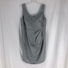 Adrianna Papell Occasions Gray Beaded Sheath Dress Womens 18W Cocktail Party